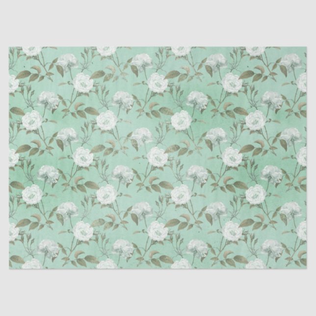 Papier Mousseline Shabby Floral Mint Series Design 14 (Recto)