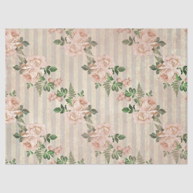 Papier Mousseline Shabby Floral Peach Series Design 1 (Recto)