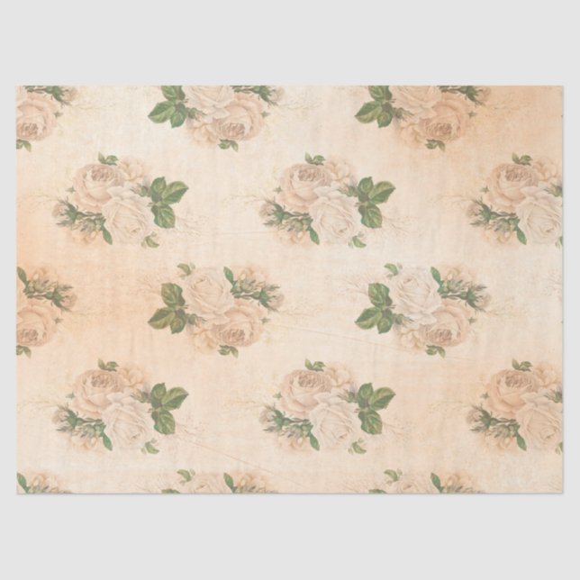 Papier Mousseline Shabby Floral Peach Series Design 2 (Recto)