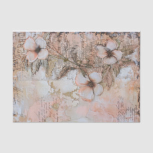 Papier Mousseline Shabby Peach Rose Floral Découpage