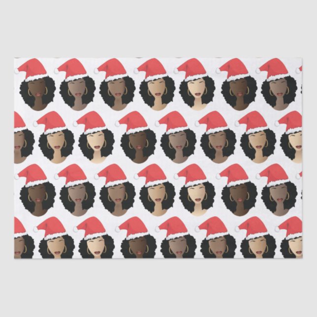 Papier Mousseline Shades de Melanin Black Femmes Noël Chapeaux de Pè (Recto)