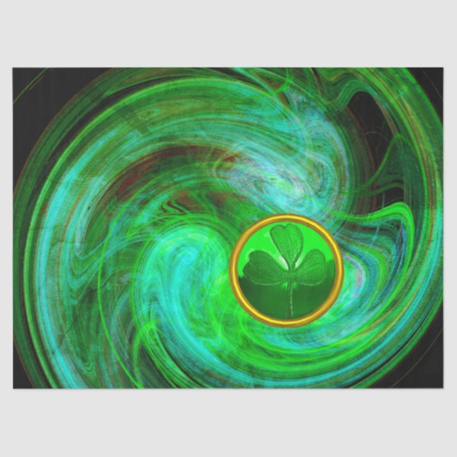 Papier Mousseline SHAMROCK Jour de la Saint Patrick EN FRACTAUX VERT (Recto)