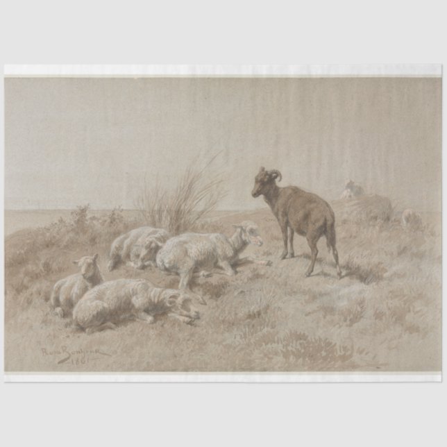 Papier Mousseline Sheep Graphite Artwork Decoupage Paper (Recto)