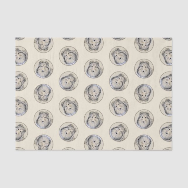 Papier Mousseline Shetland Sheepdog Puppy Peinture Sheltie Chien Art (Recto)