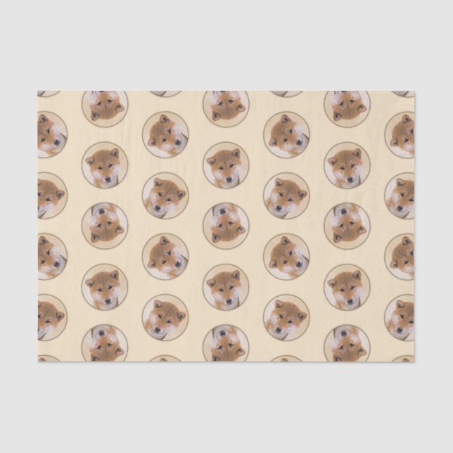 Papier Mousseline Shiba Inu Peinture Rouge mignonne Original Animal  (Recto)