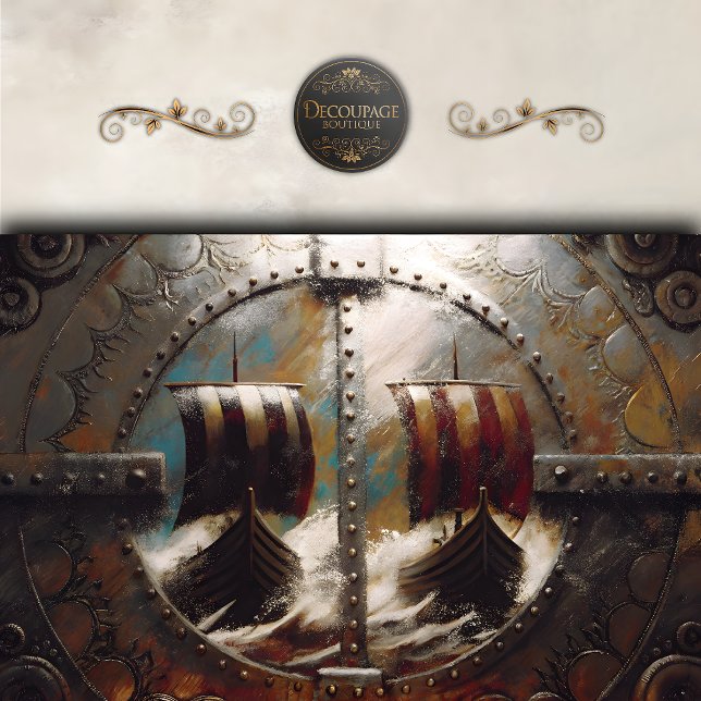 Papier Mousseline Shield View Viking Ships Decoupage (Shield View Viking Ships Decoupage tissue Paper)