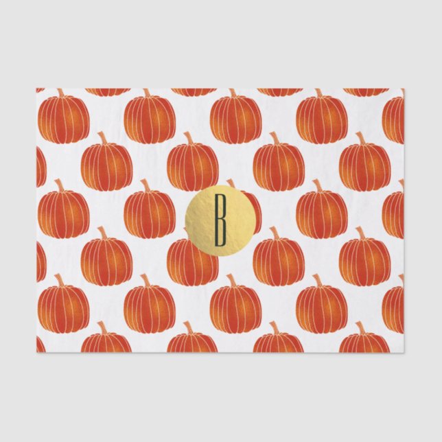 Papier Mousseline Shiny Orange Automne Citrouille Gold Glam Personna (Recto)