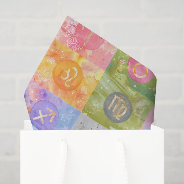 Papier Mousseline Signes astrologiques Zodiac Art d'anniversaire (Sac cadeau)