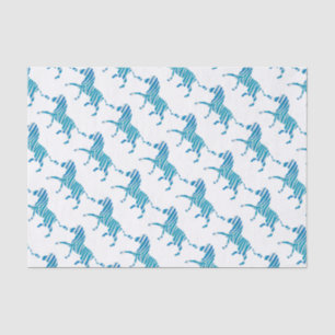 Papier Mousseline Silhouette bleue et blanche Zebra