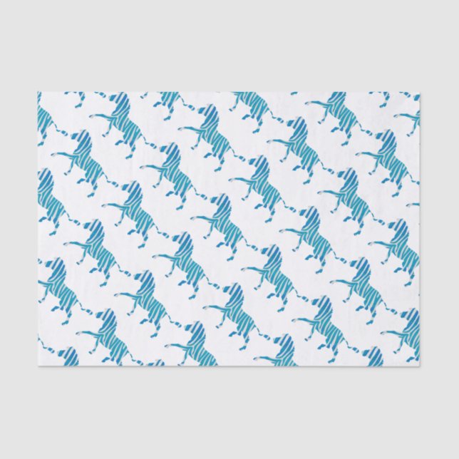 Papier Mousseline Silhouette bleue et blanche Zebra (Recto)