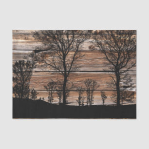 Papier Mousseline Silhouette De L'Arbre Des Bois Sur La Barque