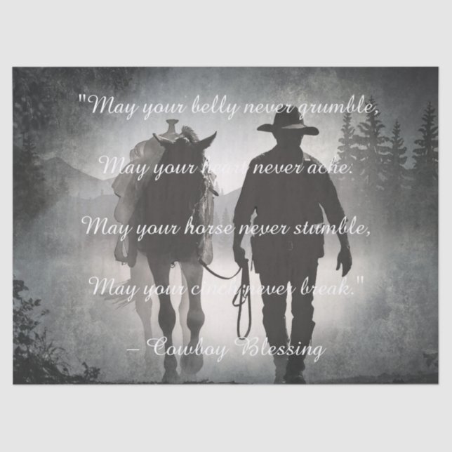 Papier Mousseline Silhouette du Cheval de Bienheureux Cowboy (Recto)