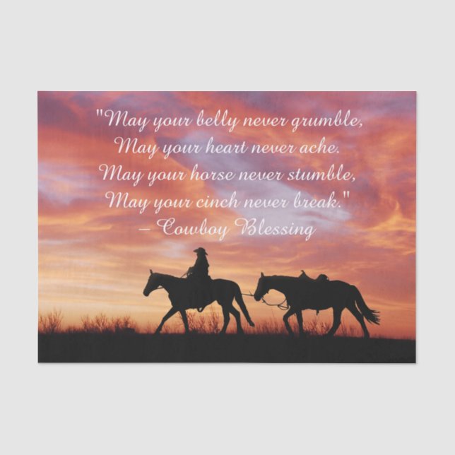 Papier Mousseline Silhouette du Cheval de Bienheureux Cowboy (Recto)