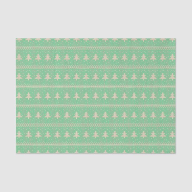 Papier Mousseline Silhouette Holiday Trees Motif Mint Green (Recto)