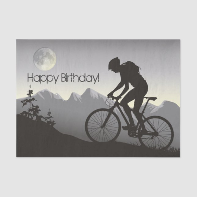 Papier Mousseline Silhouette Mountain Vélo et Pleine lune Anniversai (Recto)