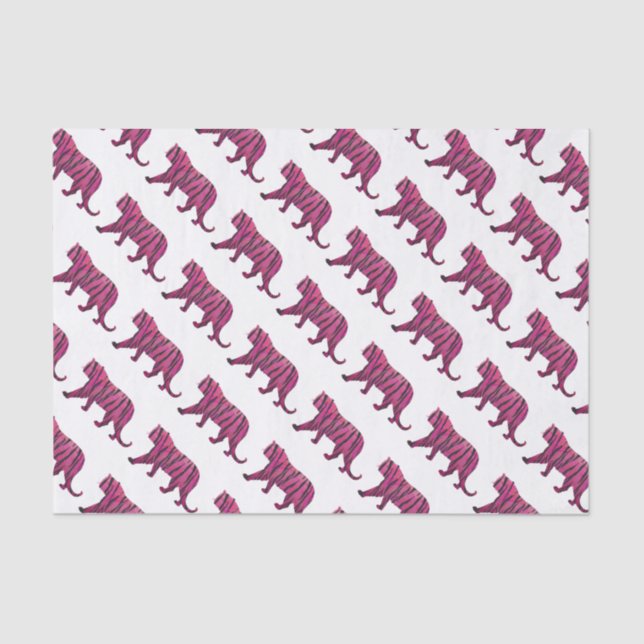 Papier Mousseline Silhouette Tiger rose et noir (Recto)