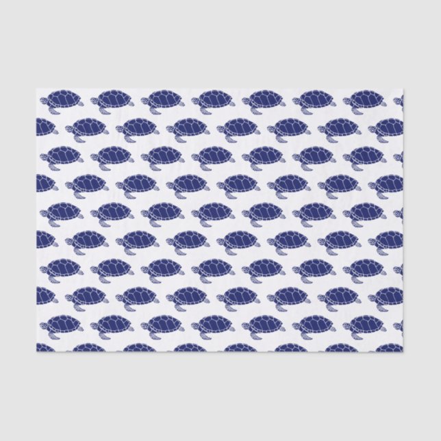 Papier Mousseline Silhouette vintage de tortue de mer Dessin bleu (Recto)