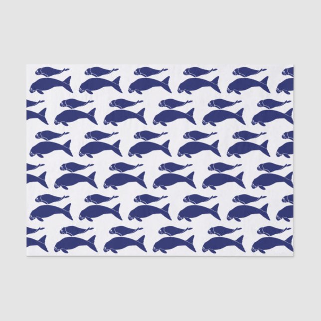 Papier Mousseline Silhouette vintage Manat bleu (Recto)