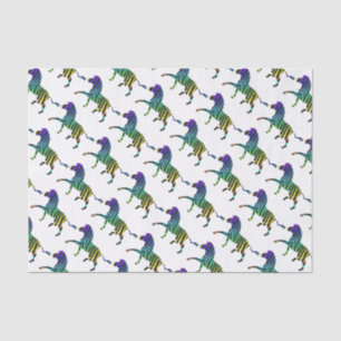 Papier Mousseline Silhouette Zebra noir et arc-en-ciel