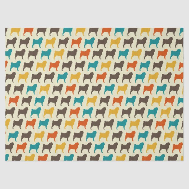 Papier Mousseline Silhouettes Carlins| Couleurs rétro Motif de race  (Recto)