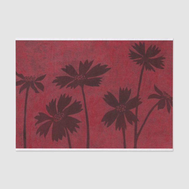 Papier Mousseline Silhouettes en tête de fleurs sur Arrière - plan C (Recto)