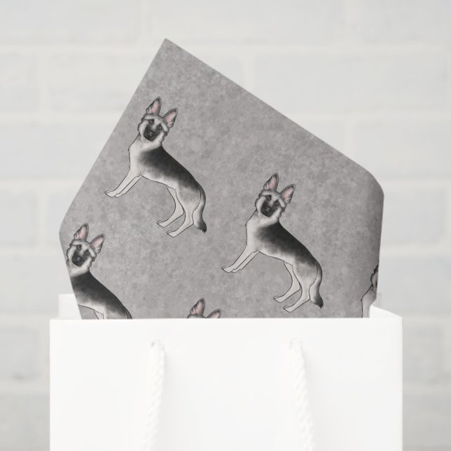 Papier Mousseline Silver Sable Allemand Berger Motif de dessin de ch (Sac cadeau)