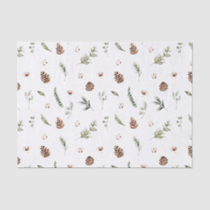 Papier Mousseline Simple coton hiver verdure Aquarelle Noël
