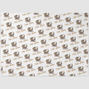 Papier Mousseline Simple élégant Reindeer traîneau neutre terre