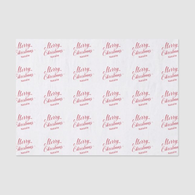 Papier Mousseline Simple élégante Rouge Script moderne Noël (Recto)