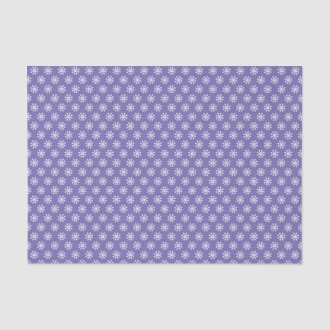 Papier Mousseline Simple Motif de flocon de neige violet et blanc (Recto)