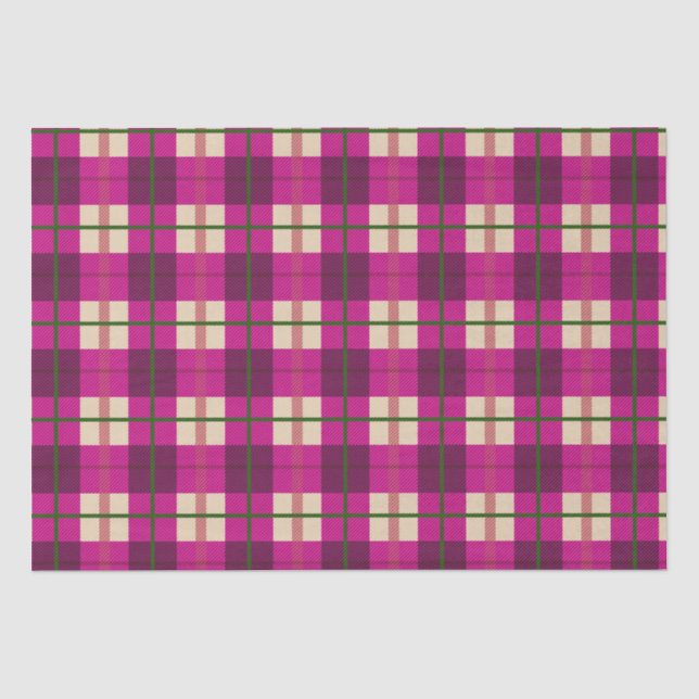 Papier Mousseline Simple Noël Plaid Pink Purple À damiers (Recto)