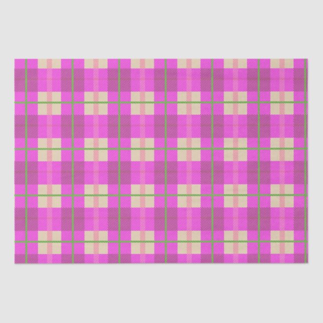 Papier Mousseline Simple Noël Plaid Pink Purple À damiers (Recto)
