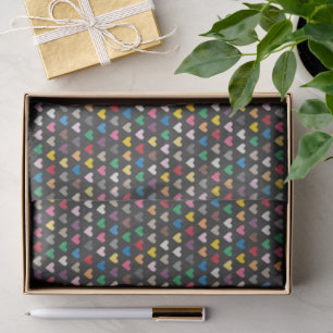 Papier Mousseline Simple rose rouge bleu vert jaune Motif de coeur