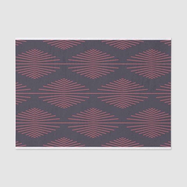 Papier Mousseline Simple, rouge, motif traditionnel avec lignes (Recto)