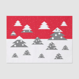 Papier Mousseline Simples Red Christmas tree Motif Snow Holiday