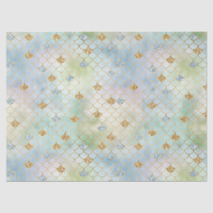 Papier Mousseline Sirène d'Parties scintillant d'or Aqua Blue Mint