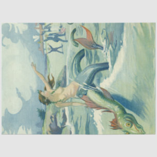 Papier Mousseline Sirène / Sirène Vintage Antique Découpage