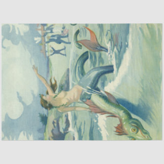 Papier Mousseline Sirène / Sirène Vintage Antique Découpage