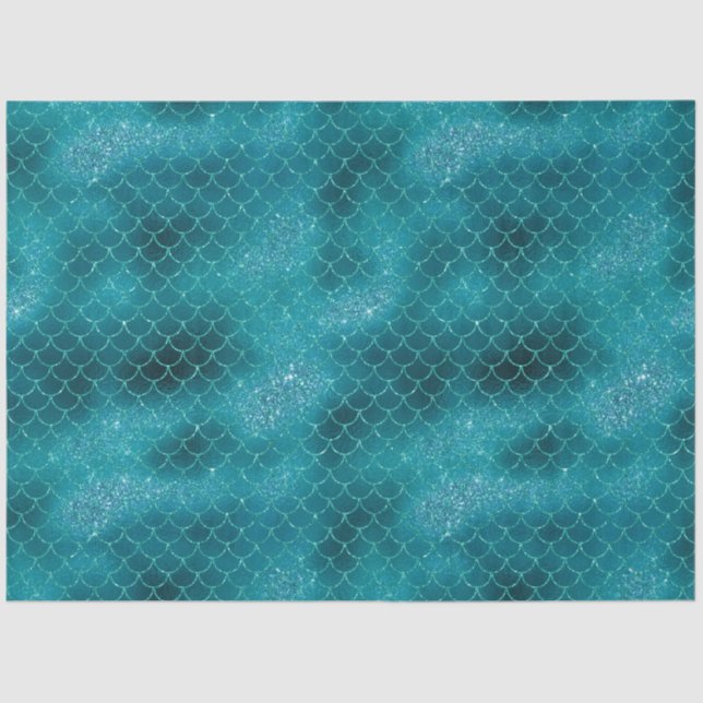 Papier Mousseline Sirène turquoise Sparkle (Recto)