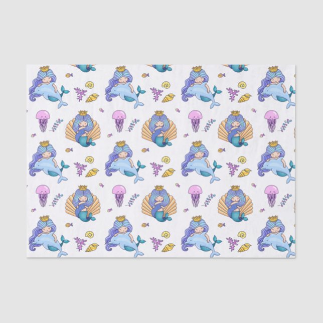 Papier Mousseline Sirènes Et Méduses (Recto)