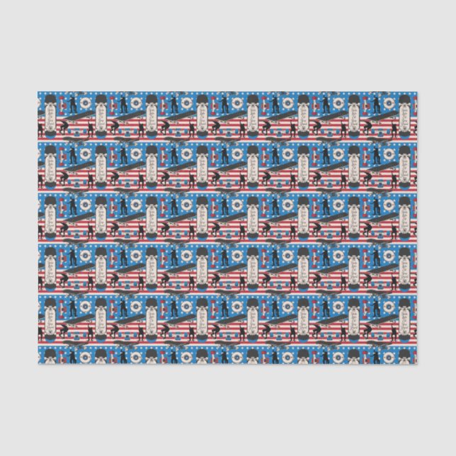 Papier Mousseline Skateboarding Patriotic USA (Recto)