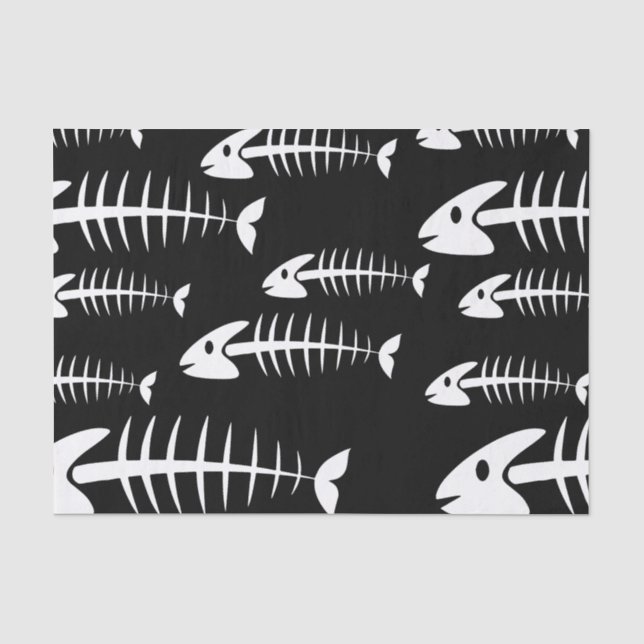 Papier Mousseline Skeleton Fish Bones Pêche Humour Pêcheur Affamé (Recto)