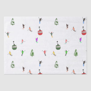 Papier Mousseline Ski alpin d'hiver Ski Ski Ski Motif