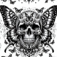 Skull and Butterflies Decoupage Paper