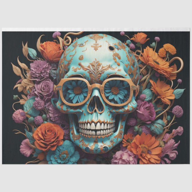 Papier Mousseline Skull Candy with Flowers (Recto)
