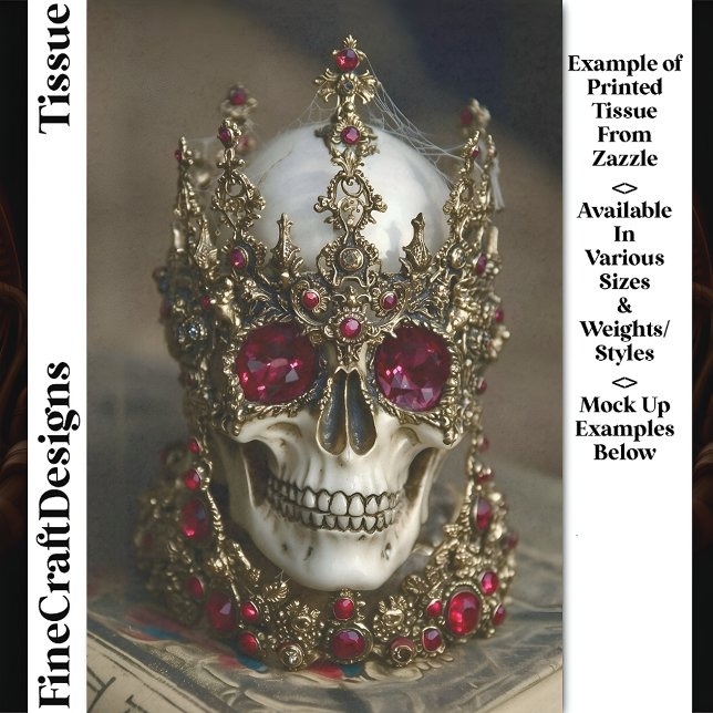 Papier Mousseline Skull With Baroque Gold Ruby Crown DW6 Decoupage (Créateur téléchargé)