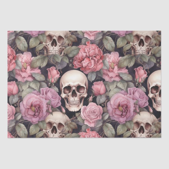 Papier Mousseline Skulls and roses (Recto)