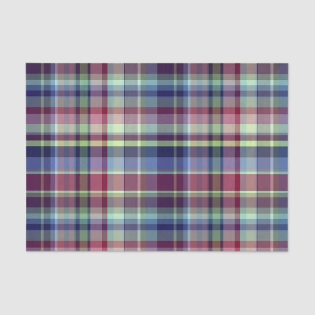 Papier Mousseline Sky Blue Navy Bourgogne Pistach Preppy Madras Plai (Recto)