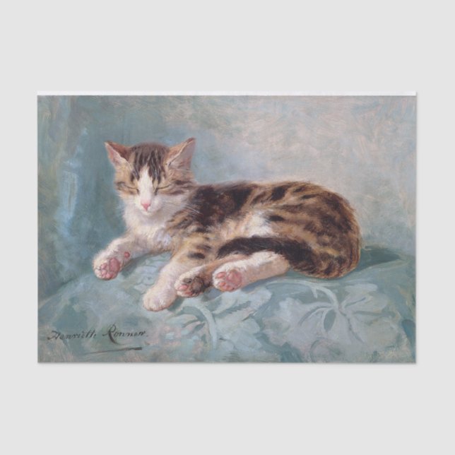 Papier Mousseline Sleepy Kitten ・ Henriette Ronner-Knip (1821-1909) (Recto)