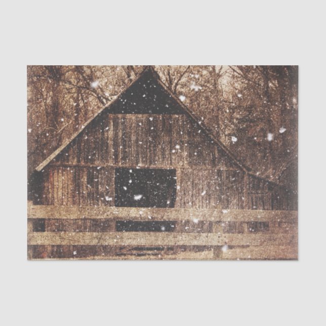 Papier Mousseline Snow Country rural Old Barn (Recto)